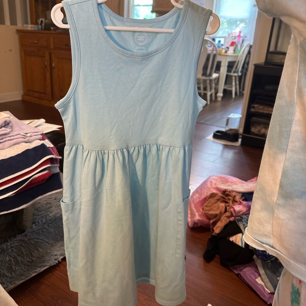 Wonder Nation Blue Sleeveless Crew Neck Sundress